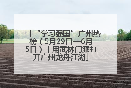 “学习强国”广州热榜（5月29日—6月5日）丨用武林门派打开广州龙舟江湖