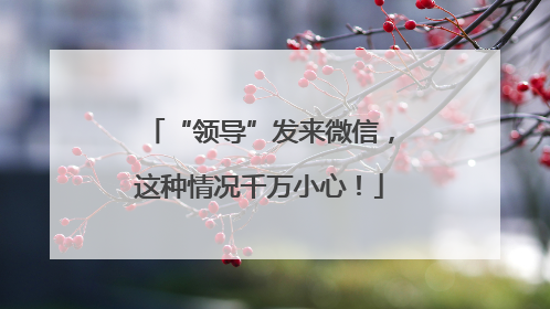 “领导”发来微信，这种情况千万小心！
