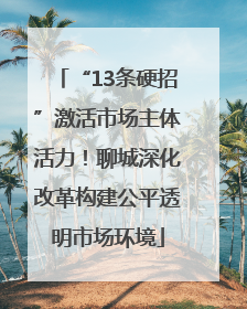 “13条硬招”激活市场主体活力！聊城深化改革构建公平透明市场环境