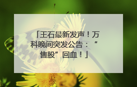 王石最新发声！万科晚间突发公告：“售股”回血！