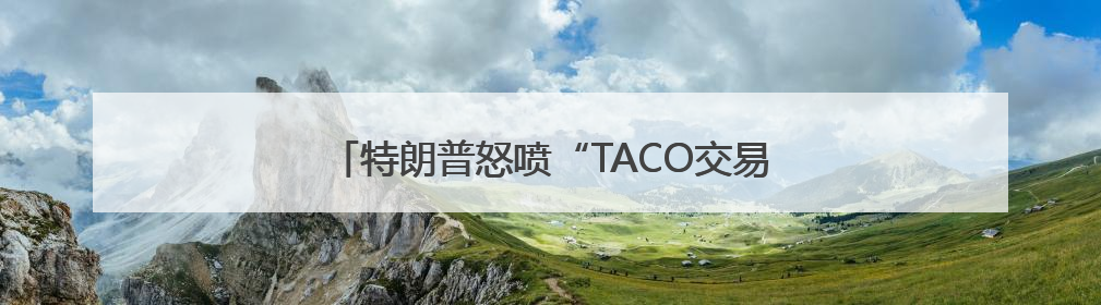 特朗普怒喷“TACO交易”：不是胆怯，是谈判！