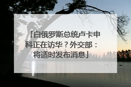 白俄罗斯总统卢卡申科正在访华？外交部：将适时发布消息
