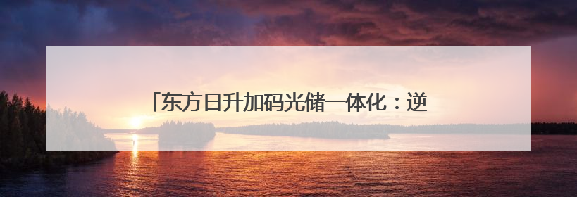 东方日升加码光储一体化：逆变器布局彰显逆势而上决心