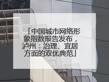 中国城市网络形象指数报告发布，泸州：治理、宜居方面的双优典范