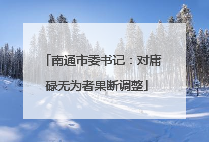 南通市委书记：对庸碌无为者果断调整