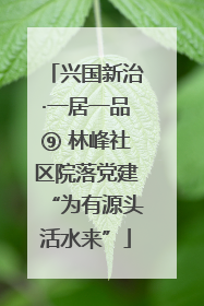 兴国新治·一居一品⑨ 林峰社区院落党建“为有源头活水来”