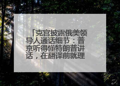 克宫披露俄美领导人通话细节：普京听得懂特朗普讲话，在翻译前就理解了他的意思