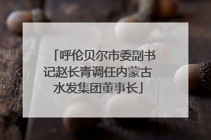 呼伦贝尔市委副书记赵长青调任内蒙古水发集团董事长