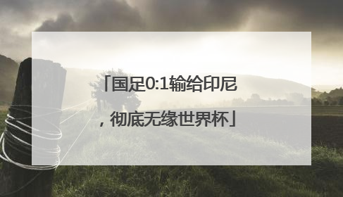 国足0:1输给印尼，彻底无缘世界杯