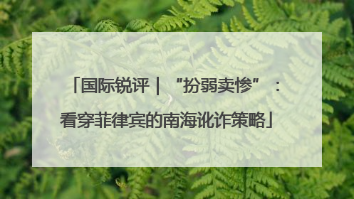 国际锐评｜“扮弱卖惨”：看穿菲律宾的南海讹诈策略