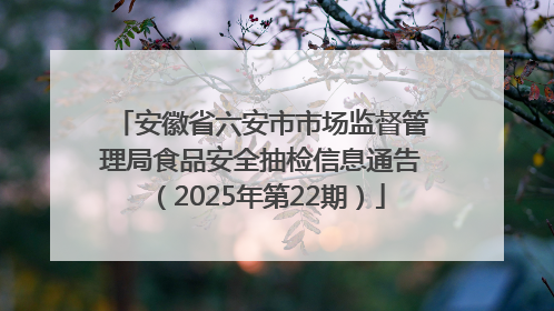 安徽省六安市市场监督管理局食品安全抽检信息通告（2025年第22期）