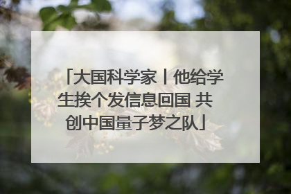 大国科学家丨他给学生挨个发信息回国 共创中国量子梦之队