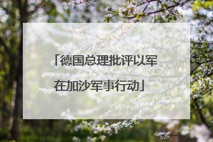 德国总理批评以军在加沙军事行动