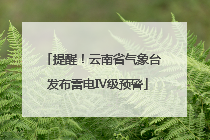 提醒！云南省气象台发布雷电Ⅳ级预警