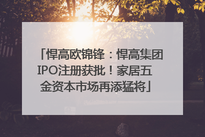 悍高欧锦锋：悍高集团IPO注册获批！家居五金资本市场再添猛将