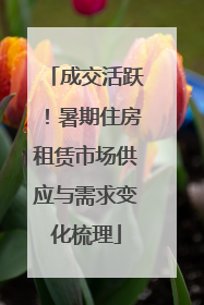 成交活跃！暑期住房租赁市场供应与需求变化梳理