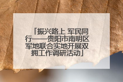振兴路上 军民同行——贵阳市南明区军地联合实地开展双拥工作调研活动