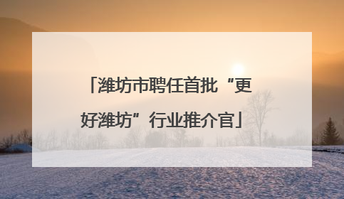 潍坊市聘任首批“更好潍坊”行业推介官