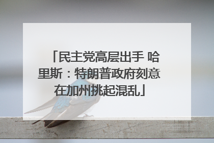 民主党高层出手 哈里斯：特朗普政府刻意在加州挑起混乱