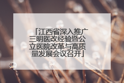 江西省深入推广三明医改经验暨公立医院改革与高质量发展会议召开