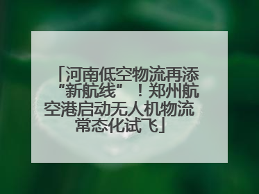 河南低空物流再添“新航线”！郑州航空港启动无人机物流常态化试飞