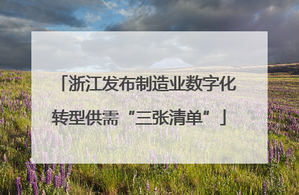 浙江发布制造业数字化转型供需“三张清单”
