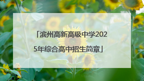滨州高新高级中学2025年综合高中招生简章