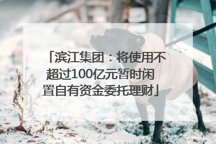 滨江集团：将使用不超过100亿元暂时闲置自有资金委托理财