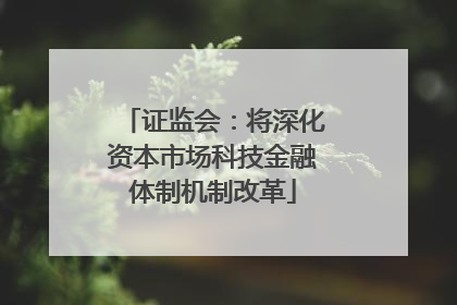 证监会：将深化资本市场科技金融体制机制改革
