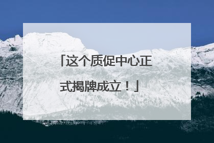 这个质促中心正式揭牌成立！