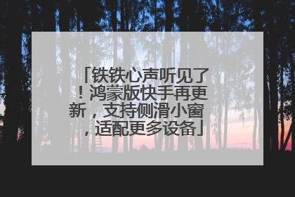 铁铁心声听见了！鸿蒙版快手再更新，支持侧滑小窗，适配更多设备