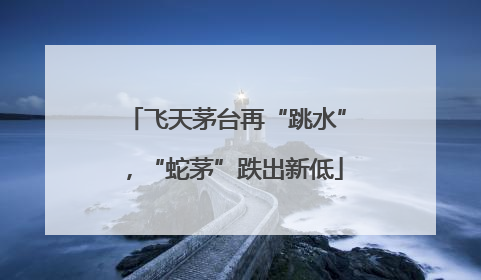 飞天茅台再“跳水”，“蛇茅”跌出新低