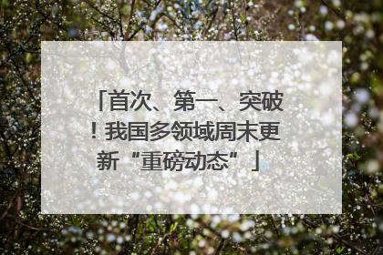 首次、第一、突破！我国多领域周末更新“重磅动态”