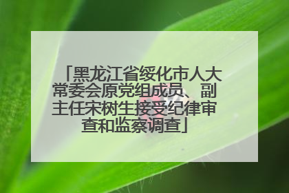 黑龙江省绥化市人大常委会原党组成员、副主任宋树生接受纪律审查和监察调查