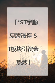 *ST宇顺复牌涨停 ST板块引资金热炒