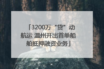 3200万“贷”动航运 温州开出首单船舶抵押融资业务